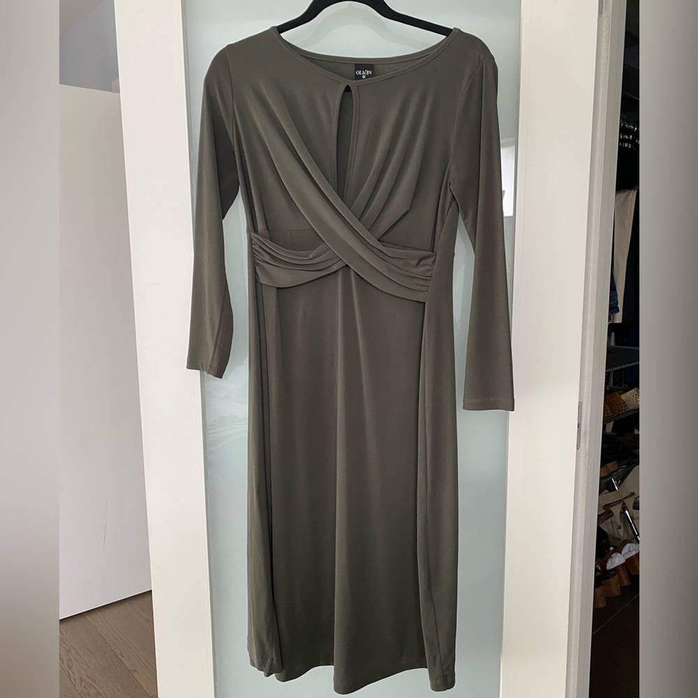 Olive green knee length maternity dress size medium